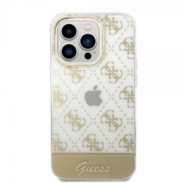 Guess iPhone 14 Pro Kuori Bottom Stripe Script Logo Kulta