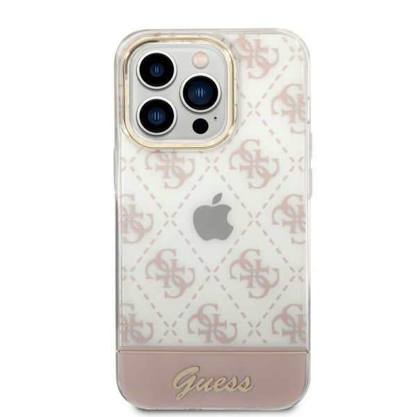 Guess iPhone 14 Pro Kuori Bottom Stripe Script Logo Ruusukulta