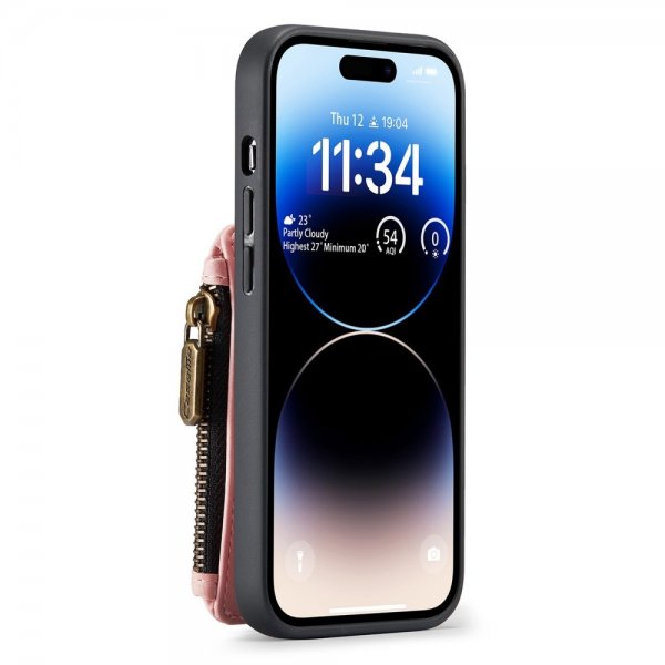 CaseMe iPhone 14 Pro Kuori C20 Korttipaikka Vetoketju Punainen