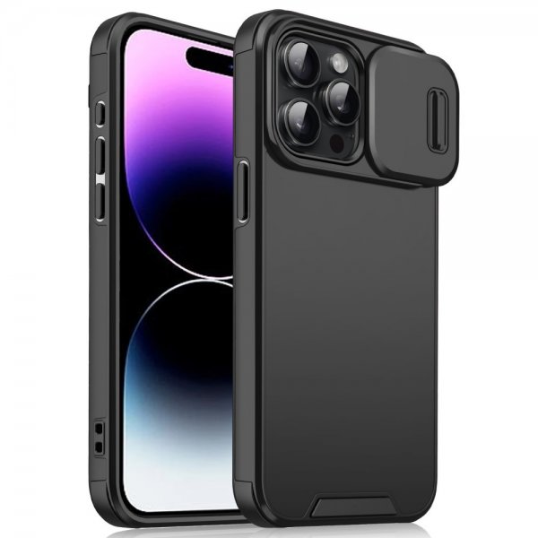 iPhone 14 Pro Kuori Camera Slide Musta