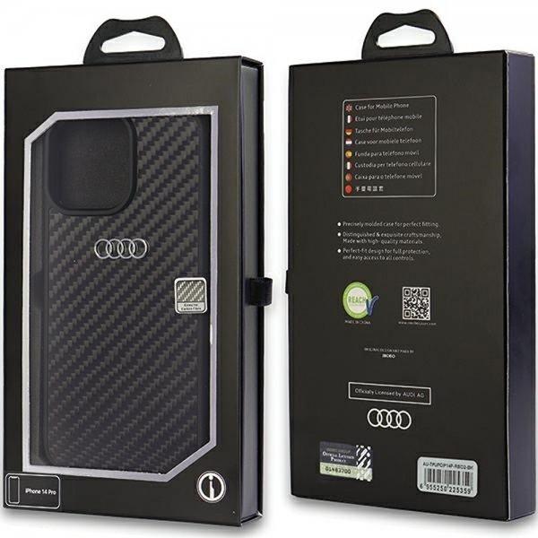 Audi iPhone 14 Pro Kuoret Hiilikuitu Musta