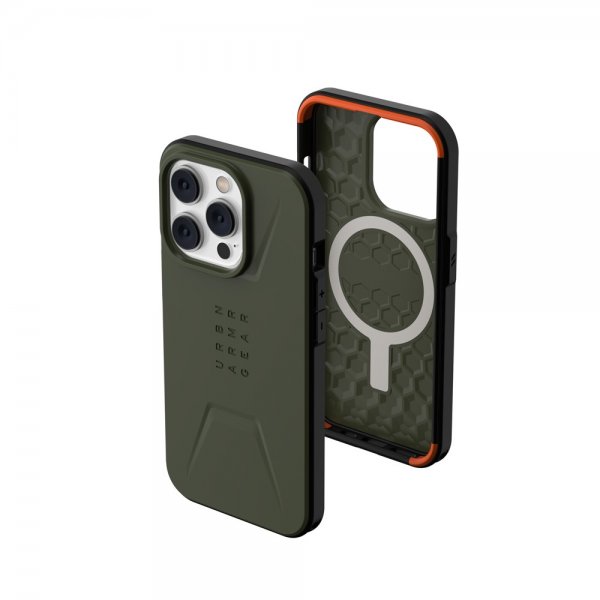 Urban Armor Gear (UAG) iPhone 14 Pro -suojakuori, Civilian MagSafe, oliivi