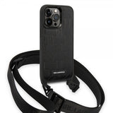 Karl Lagerfeld iPhone 14 Pro -suojakuori Crossbody Strap Musta
