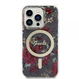Guess iPhone 14 Pro Kuori Flower MagSafe Kaki