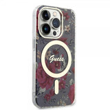 Guess iPhone 14 Pro Kuori Flower MagSafe Kaki