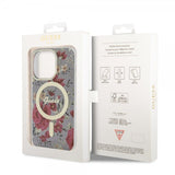 Guess iPhone 14 Pro Kuori Flower MagSafe Kaki