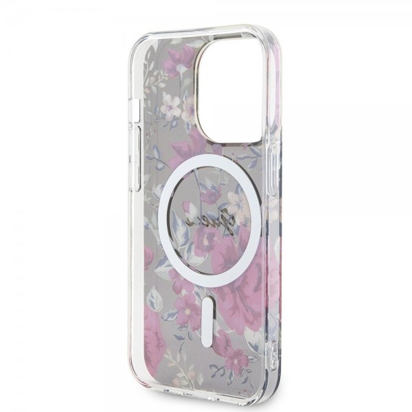 Guess iPhone 14 Pro Kuori Flower MagSafe Kaki