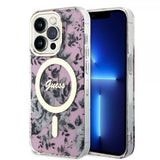 Guess iPhone 14 Pro Kuori Flower MagSafe Ruusu