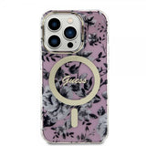 Guess iPhone 14 Pro Kuori Flower MagSafe Ruusu