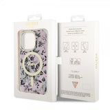 Guess iPhone 14 Pro Kuori Flower MagSafe Ruusu