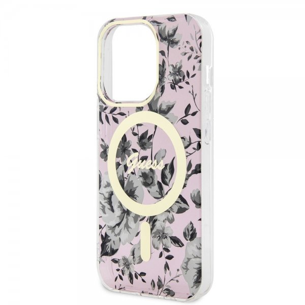 Guess iPhone 14 Pro Kuori Flower MagSafe Ruusu