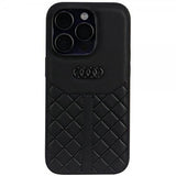 Audi iPhone 14 Pro -kuori, aitoa nahkaa, musta