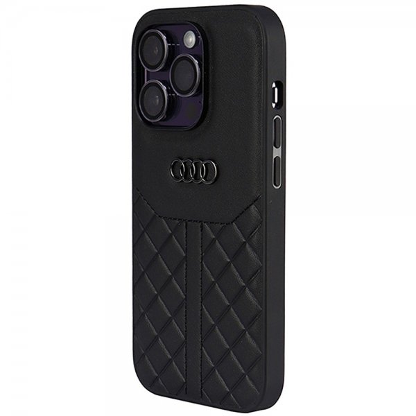 Audi iPhone 14 Pro -kuori, aitoa nahkaa, musta