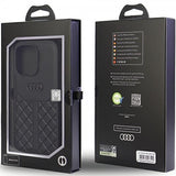 Audi iPhone 14 Pro -kuori, aitoa nahkaa, musta