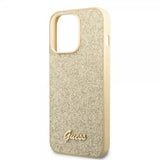 Guess iPhone 14 Pro Kuoret Glitterhiutaleet Metallilogo Kulta