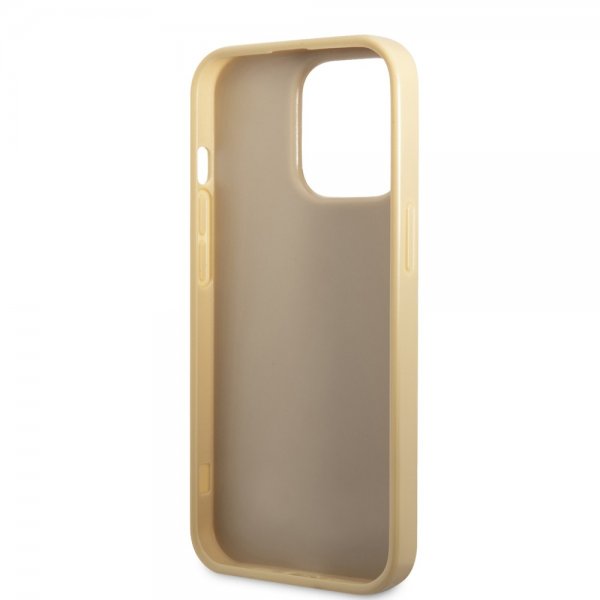 Guess iPhone 14 Pro Kuoret Glitterhiutaleet Metallilogo Kulta
