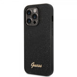 Guess iPhone 14 Pro Kuoret Glitter Flakes Metal Logo Musta