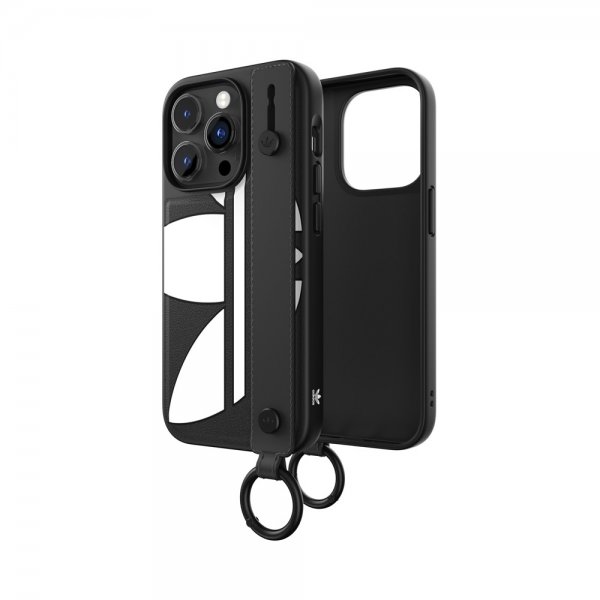 Adidas iPhone 14 Pro Kuori Käsihihnakotelo Musta Valkoinen