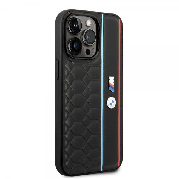 BMW iPhone 14 Pro Kuoret Hexagonal Pattern Musta