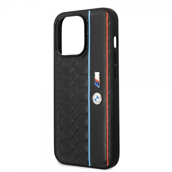 BMW iPhone 14 Pro Kuoret Hexagonal Pattern Musta