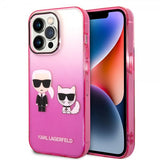 Karl Lagerfeld iPhone 14 Pro -kuori Karl & Choupette Gradient Pink