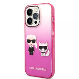 Karl Lagerfeld iPhone 14 Pro -kuori Karl & Choupette Gradient Pink