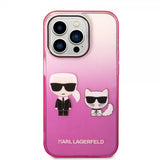 Karl Lagerfeld iPhone 14 Pro -kuori Karl & Choupette Gradient Pink