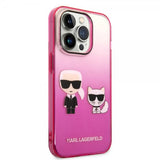 Karl Lagerfeld iPhone 14 Pro -kuori Karl & Choupette Gradient Pink
