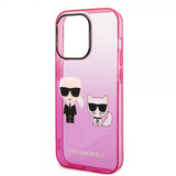Karl Lagerfeld iPhone 14 Pro -kuori Karl & Choupette Gradient Pink