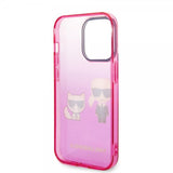 Karl Lagerfeld iPhone 14 Pro -kuori Karl & Choupette Gradient Pink