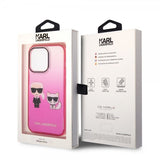Karl Lagerfeld iPhone 14 Pro -kuori Karl & Choupette Gradient Pink