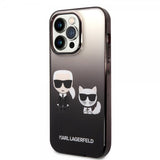 Karl Lagerfeld iPhone 14 Pro -suojakuori Karl & Choupette Gradient musta