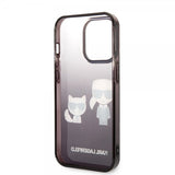 Karl Lagerfeld iPhone 14 Pro -suojakuori Karl & Choupette Gradient musta