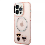 Karl Lagerfeld iPhone 14 Pro -kuori Karl & Choupette MagSafe, pinkki