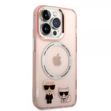 Karl Lagerfeld iPhone 14 Pro -kuori Karl & Choupette MagSafe, pinkki