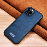Sulada iPhone 14 Pro Kuori Nahkakuvio Sininen