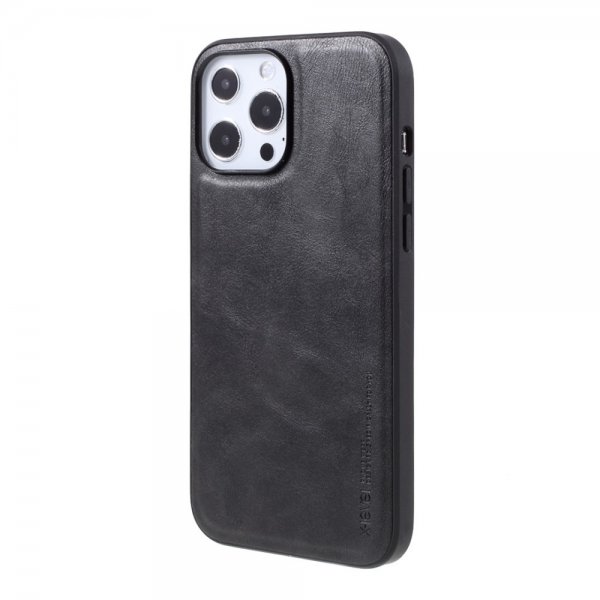 X-Level iPhone 14 Pro Kuori Nahkakuvio Musta