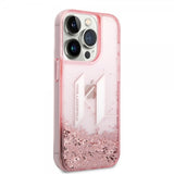 Karl Lagerfeld iPhone 14 Pro Kuori Liquid Glitter Big Logo Vaaleanpunainen