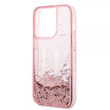 Karl Lagerfeld iPhone 14 Pro Kuori Liquid Glitter Big Logo Vaaleanpunainen