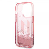 Karl Lagerfeld iPhone 14 Pro Kuori Liquid Glitter Big Logo Vaaleanpunainen