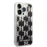 Karl Lagerfeld iPhone 14 Pro Kuori Liquid Glitter Monogram Musta
