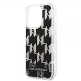 Karl Lagerfeld iPhone 14 Pro Kuori Liquid Glitter Monogram Musta
