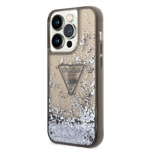 Guess iPhone 14 Pro Kuoret Liquid Glitter Translucent Musta
