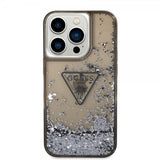 Guess iPhone 14 Pro Kuoret Liquid Glitter Translucent Musta