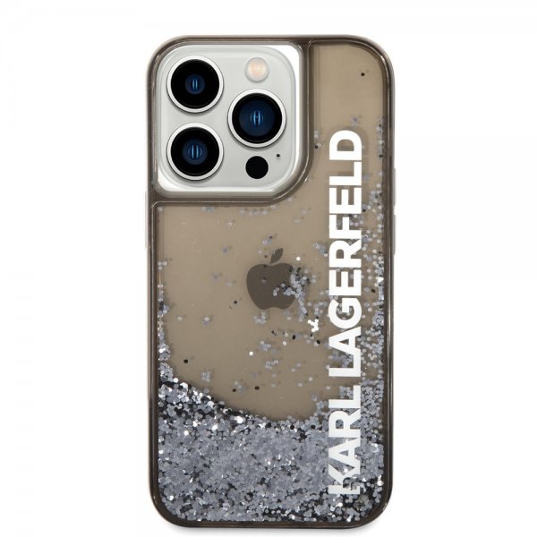 Karl Lagerfeld iPhone 14 Pro -kuori Liquid Glitter Translucent, musta
