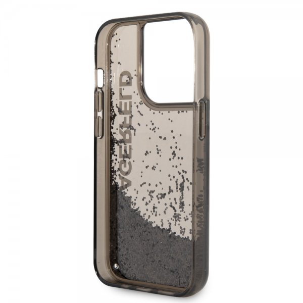 Karl Lagerfeld iPhone 14 Pro -kuori Liquid Glitter Translucent, musta