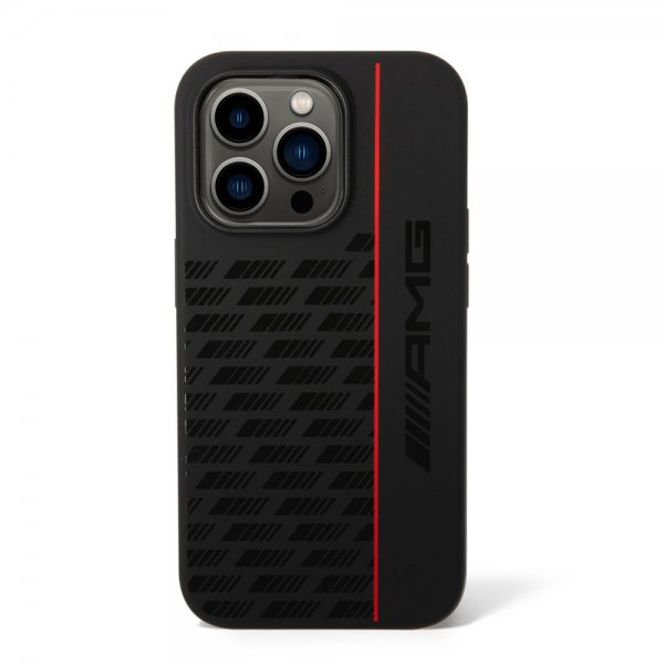 AMG iPhone 14 Pro Kuoret Liquid Silicone Carbon Pattern Musta