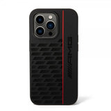 AMG iPhone 14 Pro Kuoret Liquid Silicone Carbon Pattern Musta