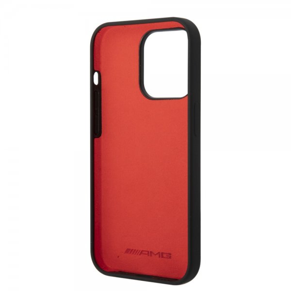 AMG iPhone 14 Pro Kuoret Liquid Silicone Carbon Pattern Musta
