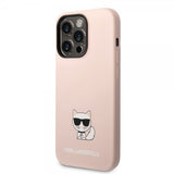 Karl Lagerfeld iPhone 14 Pro Kuori Nestemäinen silikoni Choupette Pinkki